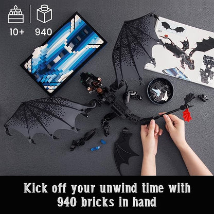 JOJO&ampPeach Night Dragon Building Sets for Boys Aged 10+ Buildable Toy Kit for Home Décor &amp Display Birthday Gift for Teens Adults Girlfriend Mom Wife(940 Pieces)