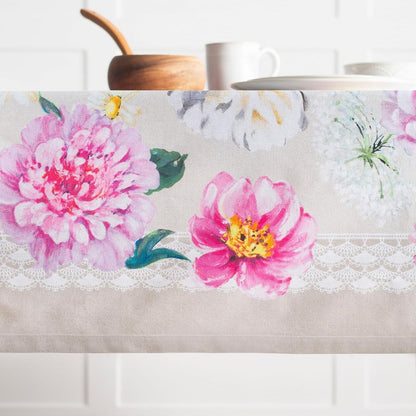 Maison d' Hermine Table Cloth Rectangle Table 100% Cotton 60 x 108 Inches Tablecloth Reusable Decorative for Dining Kitchen Room Farmhouse Home Gifts for Mothers Day Spring Summer - Pivoine