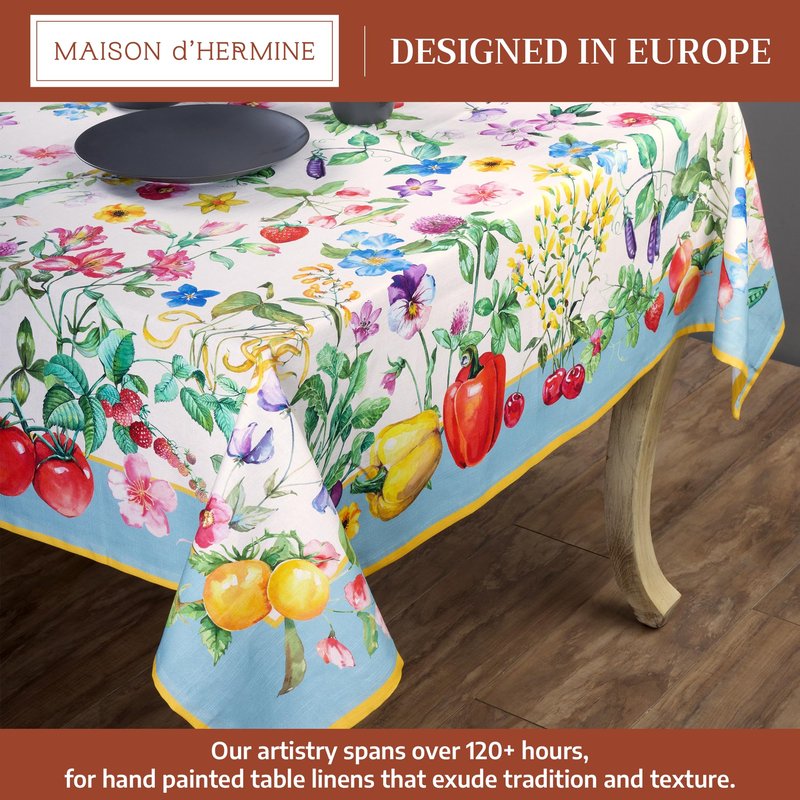 Maison d' Hermine Table Cloth Rectangle Table 100% Cotton 60 x 90 Inches Tablecloth Reusable Decorative for Dining Kitchen Room Farmhouse Home Gifts for Mothers Day Spring Summer - Giverny