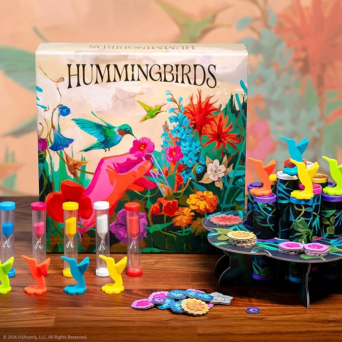 Hummingbirds Board Game A Real-Time Push Your Luck Dexterity Party Game Test Your Timing &amp Collect Nectar Token Points A Fun Family Game with Beautiful Artwork Ages 8+ 2-4 Players 15+ Play