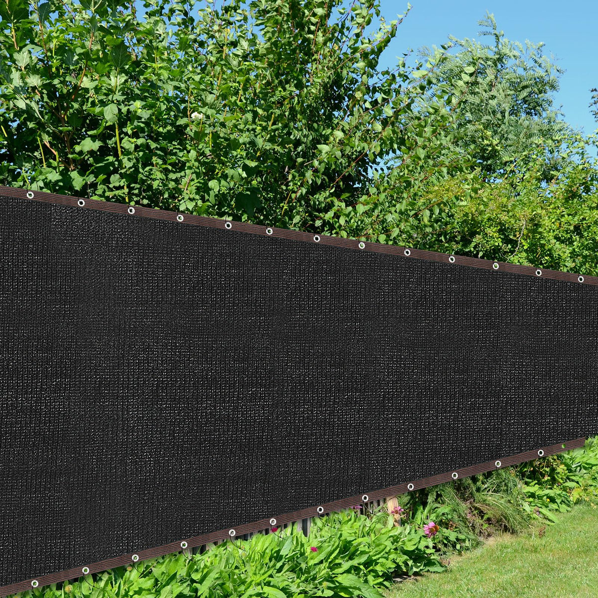 Windyun Wind Screen Privacy Screen Fence 150 GSM 88% Blockage with 100 Cable Zip Ties Heavy Duty Commercial Residential Netting Fence Cover for Outdoor Wall Garden Yard (Black,5 x 100ft)