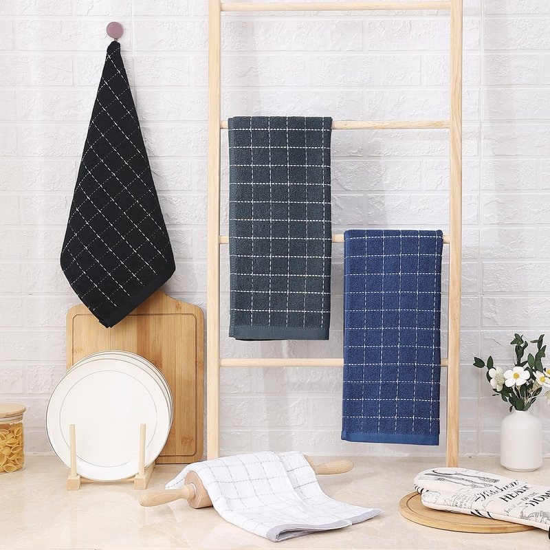 Homaxy 100% Cotton Terry Kitchen Dish Cloths, Ultra Soft and Absorbent Dish Towels for Kitchen, Suitable for Drying and Washing Dishes, 6 Pack, 12 x 12 Inches, Multiple Colour
