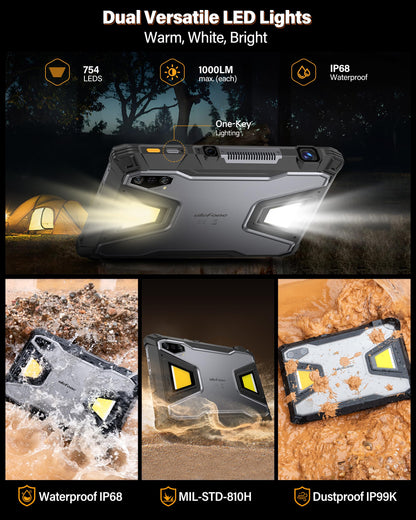Ulefone Armor Pad 5 Ultra & Digital Microscope C01, 5G Rugged Tablet with 200 Lumens Projector, 32GB+512GB/2TB Expansion Android 15, 24200mAh(120W), 11" FHD+ Screen, IP68/69K, 64MP+64MP, 32MP