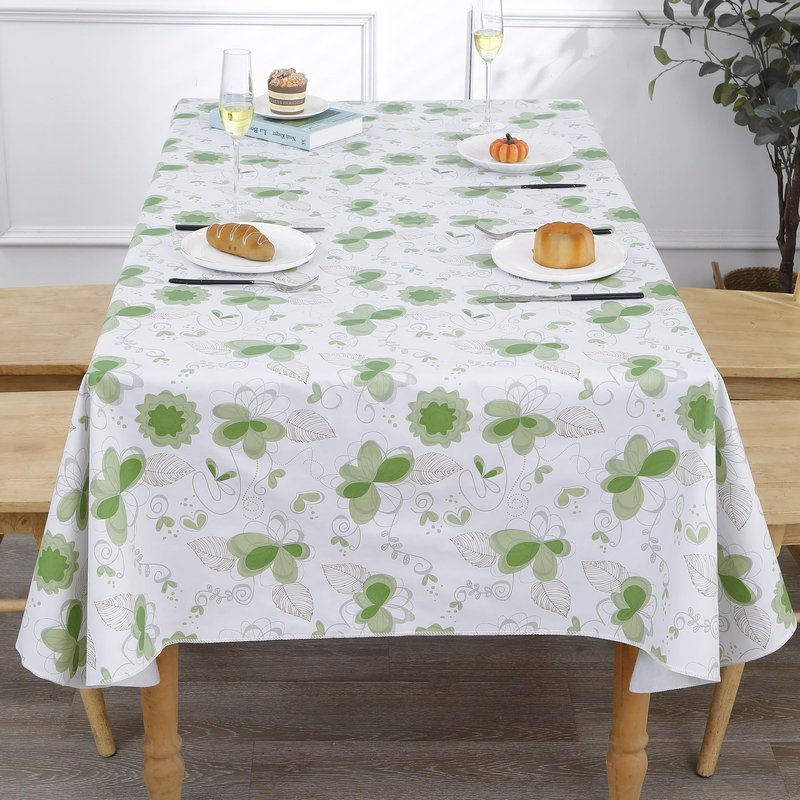 Heavy Duty Vinyl Tablecloth with Flannel Backing Waterproof Oil-Proof Plastic Table Cloth Stain-Resistant Wipeable Rectangle or Square Table Cover for Indoor and Outdoor (Floral and Leaf,60x84 Inch)