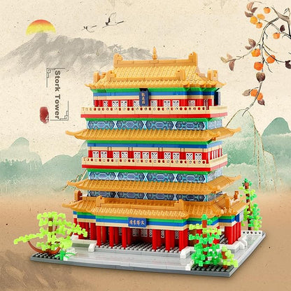 Chinese Architecture Micro Building Blocks Set Stork Tower Collectible 2196PCS Creative Building Sets for Adults Age 14+