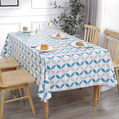 Walrus Heavy Duty Vinyl Tablecloth with Flannel Backing Waterproof Oil-Proof Plastic Table Cloth Stain-Resistant Wipeable Table Cover for Indoor and Outdoor (Geometric Leaf,60x84 Inch)