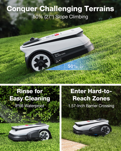 ECOVACS Goat A2000 LiDAR PRO Robotic Lawn Mower for Up to 1/2 Acre, Wire-Free with Dual-LiDAR Auto Mapping, Built-in TruEdge Edge Trimmer, AIVI 3D Obstacle Avoidance, Smart App Control