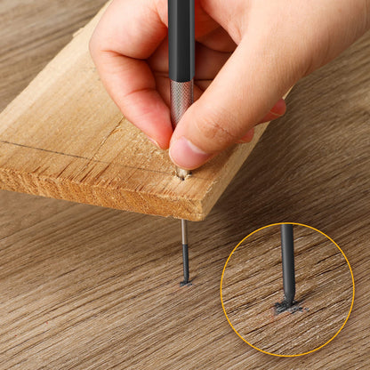 Enhon 2mm Mechanical Carpenter Pencil Set with 12 Marker Refills and Sharpener, Woodworking Marking Tool Solid Deep Hole Construction Pencil, Extended Needle-Nose Tip for Use in Jobs (Black)