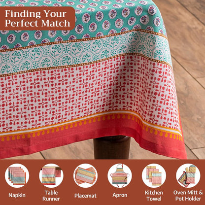 Maison d' Hermine Table Cloth Rectangle Table 100% Cotton 60 x 108 Inches Tablecloth Reusable Decorative for Dining Kitchen Room Farmhouse Home Gifts for Mothers Day Spring Summer - Provence