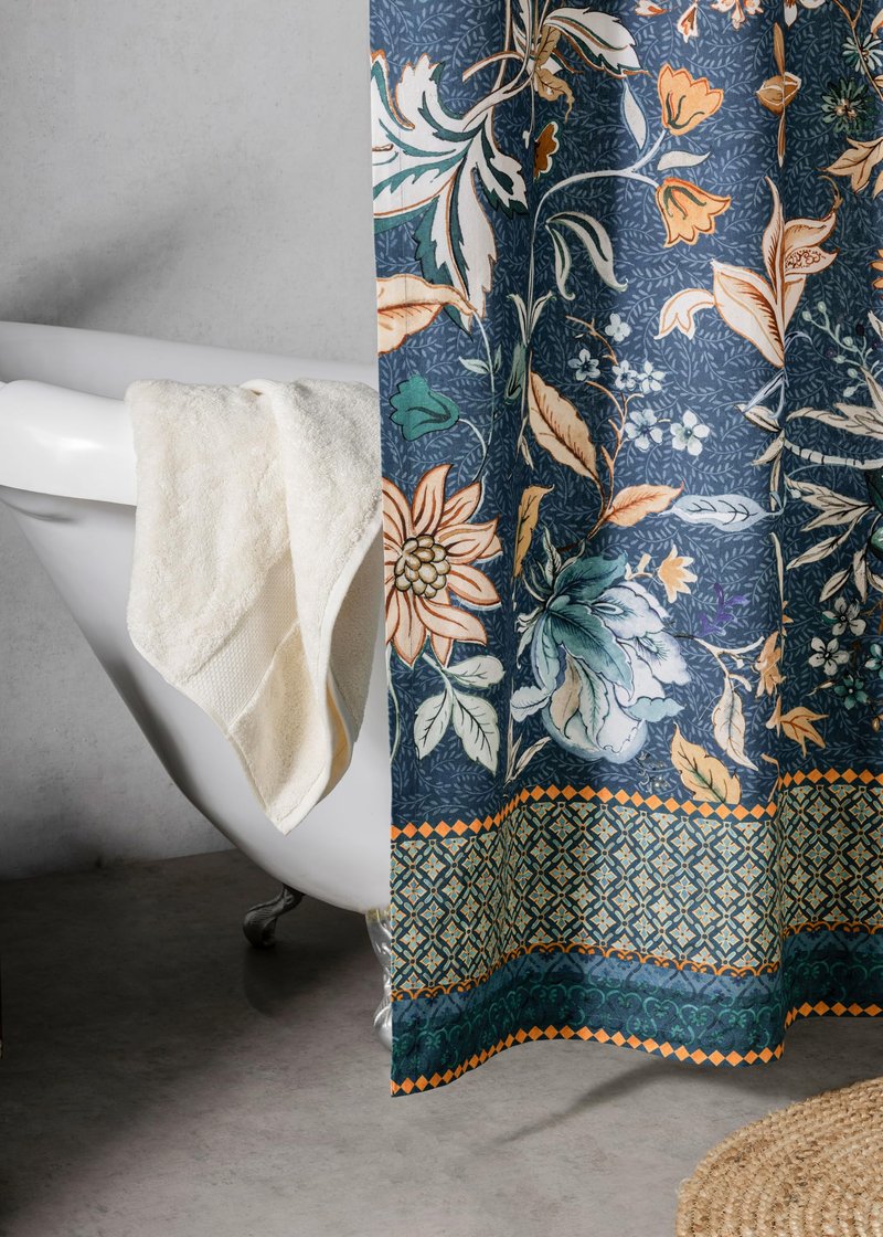 Maison d' Hermine Shower Curtain 100% Cotton One Panel 70"x72" Washable Fabric Shower Curtains for Bathroom, Easy Hanging with 12 Button Holes -Home Spa Gifts for Mothers Day (Luxury Loft - Dark Teal)