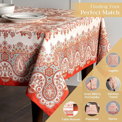 Maison d' Hermine Table Cloth Rectangle Table 100% Cotton 54 x 72 Inches Fall Tablecloth Reusable Everyday Use for Thanksgiving Christmas Decorations Dining Farmhouse Party (Cachemire)