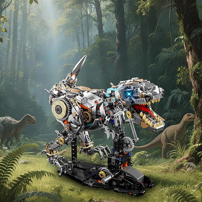 Mechanical Dinosaur Tyrannosaurus Rex Building Block Set with Lights Home Decoration Compatible with Lego Sets Creative Birthday Gift for Adultsand Ages 14+（1268 PCS）