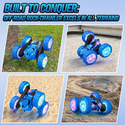 STEM Remote Control Car for Kids Ages 6-12 4WD RC Stunt Car with LED Wheel Lights &amp 360° Flips 2.4GHz Fast Electric Toy for Boys 8-10 Educational Gift for Birthday or Valentines