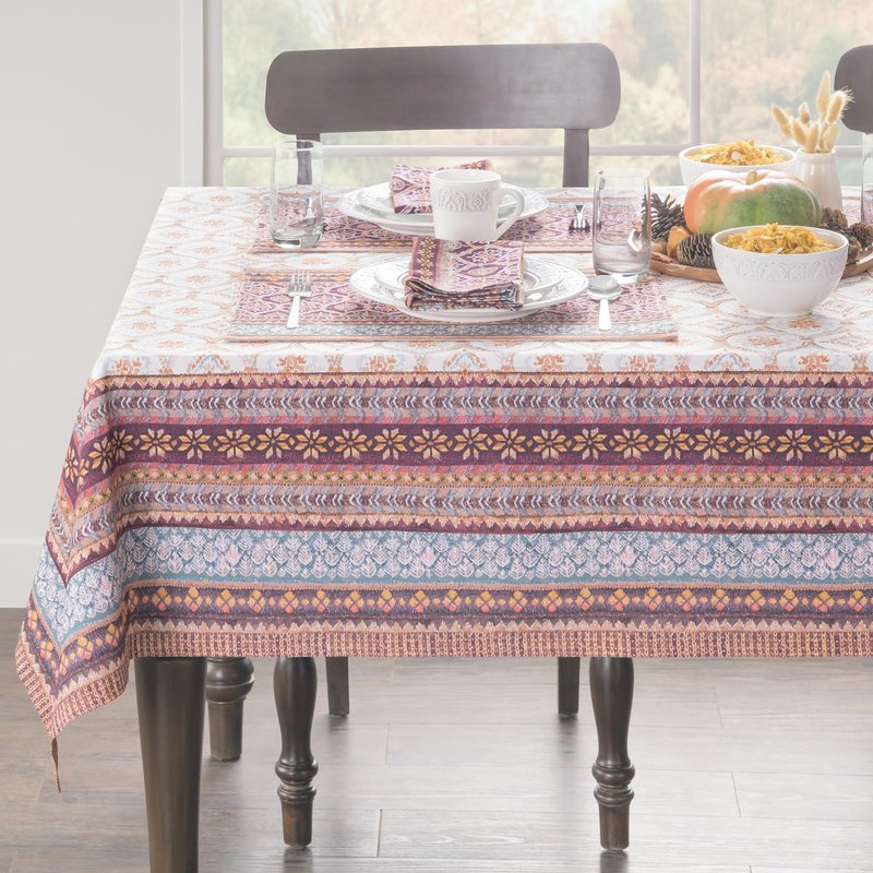 Maison d' Hermine Table Cloth Rectangle Table 100% Cotton 60 x 90 Inches Fall Tablecloth Reusable Everyday Use for Thanksgiving Christmas Decorations Dining Farmhouse Party (Fair Isle)
