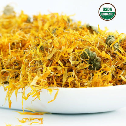 Calendula Tea 1LB (16Oz) 100% CERTIFIED Organic Whole Flower Herbal Tea (Calendula Officinalis), Caffeine Free in 1 lbs. Bulk Resealable BPA-free Bags from U.S. Wellness