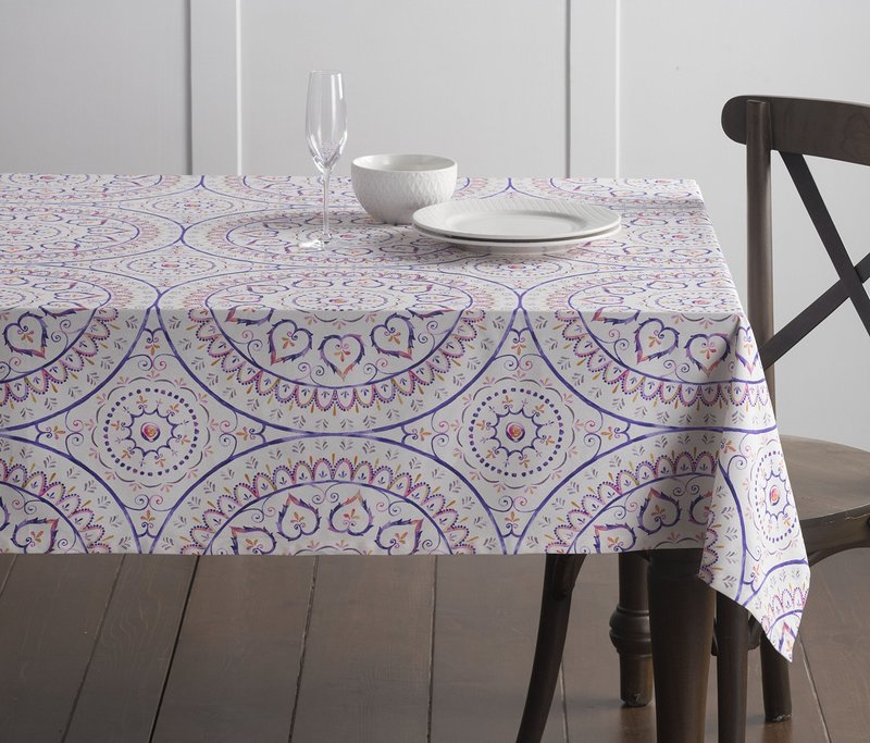 Maison d' Hermine Table Cloth Rectangle Table 100% Cotton 54 x 72 Inches Tablecloth Reusable Decorative for Dining Kitchen Room Farmhouse Home Gifts for Mothers Day Spring Summer - Mandala