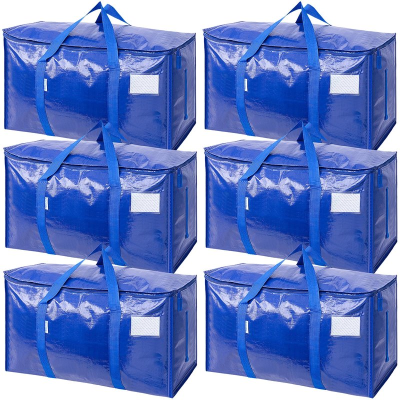 TICONN 6 Pack Extra Large Moving Bags Heavy Duty with Zippers & Carrying Handles, Durable Storage Bags Moving Boxes for Closet Organizers and Storage (6 Pack, Coral)