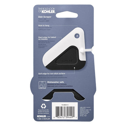 Kohler K-8624-0 Kitchen Pot and Pan Dish Scraper, Silicone and Nylon, Heat Resistant, One Size, White and Charcoal