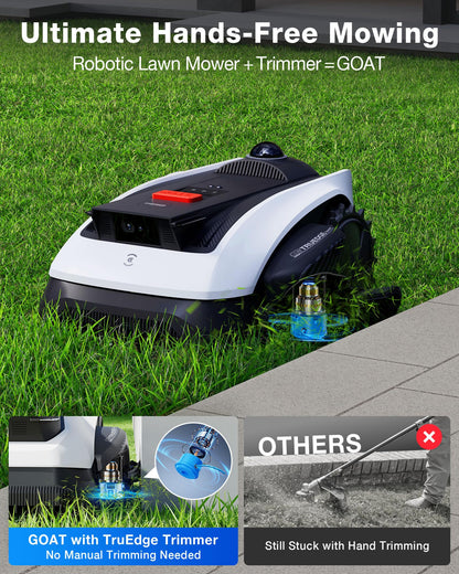 ECOVACS Goat O1000 LiDAR PRO Robot Lawn Mower, Wire-Free Mapping with LiDAR Navigation, AI Obstacle Avoidance, Smart Edge Mowing, App Control, for Lawns Up to 1/4 Acre