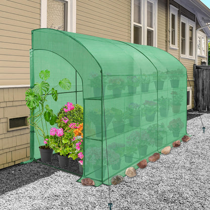 EAGLE PEAK 3 Tier Lean to Portable Greenhouse, Heavy-Duty Indoor & Outdoor Garden with Wire Shelves, 2 Roll-Up Zipper Doors, Easy Assembly, 120"x60"x84" Clear/Green PE Cover
