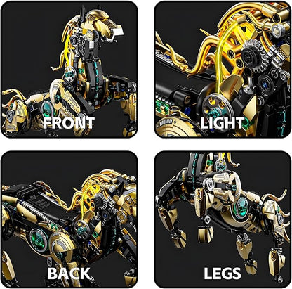 Mechanical Horse Building Block Set Build &amp Pose with Movable Legs – Engaging DIY Model with Motor Kit for Kids and Teens