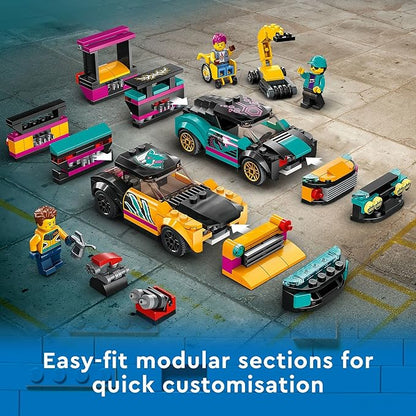 LEGO City Custom Car Garage 60389 Toy Garage Building Set with 2 Customizable Cars and Car Accessories Pretend Play Mechanic Toy with 4 Minifigures Gift Idea for Christmas for 6 Year Old Kids
