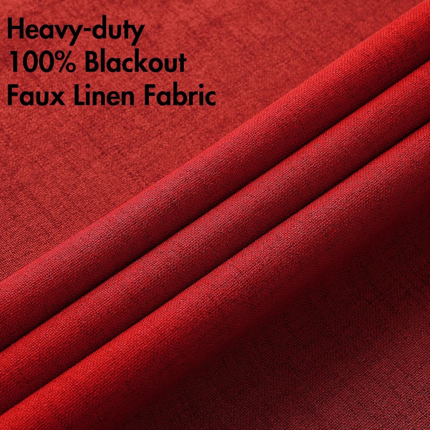 MIULEE 100% Blackout Linen Curtains - Thermal Insulated Red Grommet Drapes | 52 x 96 Inch (2 Panels)