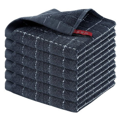 Homaxy 100% Cotton Terry Kitchen Dish Cloths, Ultra Soft and Absorbent Dish Towels for Kitchen, Suitable for Drying and Washing Dishes, 6 Pack, 12 x 12 Inches, Dark Grey