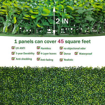 ODTORY Artificial Boxwood Roll Panels: 40 X 160 in(45 sqft) UV-Anti Artificial Ivy Privacy Fence Wall Screen for Indoor Outdoor Green Grass Wall Decor & Ivy Fence Covering Privacy