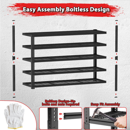 Storage Shelves, Garage Shelving Heavy Duty 3300 LBS Capacity, 55"L x 24"W x 78"H Adjustable Metal Shelving Organizer Wire Rack, 5 Tier Utility Shelf Unit for Pantry Closet Warehouse Organization