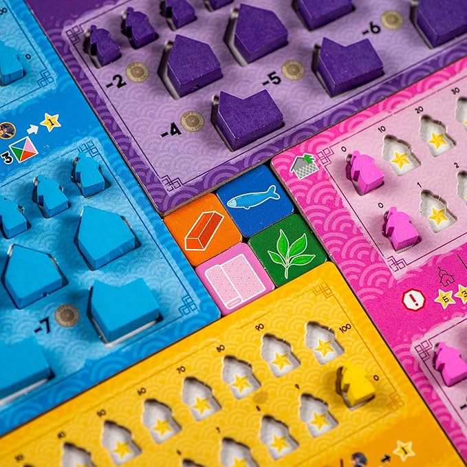 Synapses Games | Yokohama | Strategy Board Game | Worker Placement Set in Japan | 2 to 4 Players | 90 Minutes | Ages 14+