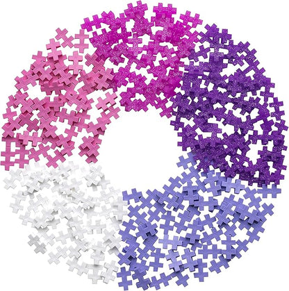 PLUS PLUS 240 Piece Interlocking Building Blocks for Kids Open Ended Connecting Toys STEM Bin Mini Manipulatives - Glitter Mix Play Tube &amp Baseplate