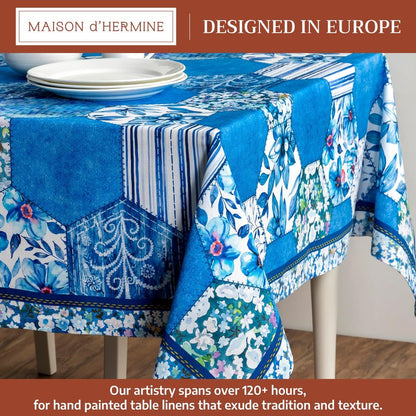 Maison d' Hermine Table Cloth Rectangle Table 100% Cotton 70 x 108 Inches Tablecloth Reusable Decorative for Dining Kitchen Room Farmhouse Home Gifts for Mothers Day Spring Summer - Summer Blues