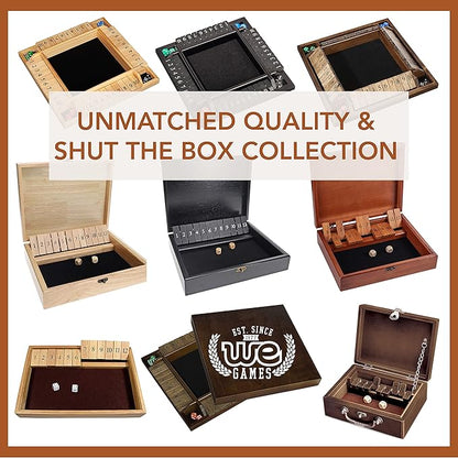 WE Games Shut The Box Board Game - Classic 4 Player Wooden Table Top Dice Game for Family Game Night Natural Wood 14 in. 10 Numbers Classroom Play or Bar Fun for Adults