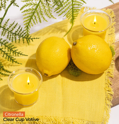 HYOOLA Clear Cup Scented Votive Candles - Vanilla - 12 Hour Burn Time - 4 Pack - European Made