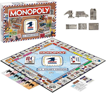 Monopoly: U.S. Stamps Edition | Buy Sell Trade Iconic &amp Collectible USPS Stamps | Classic Monopoly Game | Officially-Licensed United States Postal Service Merchandise