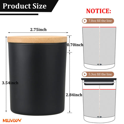 MILIVIXAY 20 Pack 7 OZ Matte Black Thick Glass Candle Jars with Lids - Bulk Empty Candle Jars for Making Candles - Spice, Powder Containers.