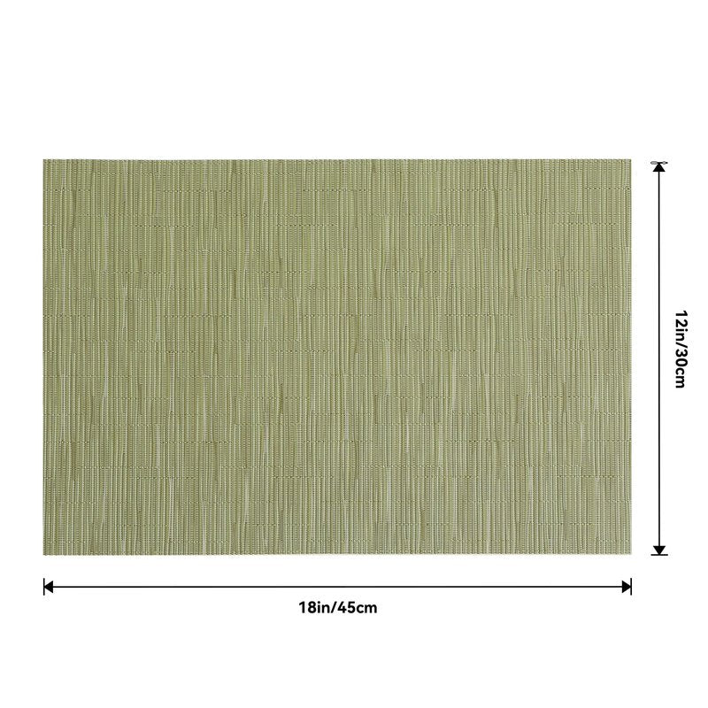 Leetaltree Pea Green Placemats Set of 4 - Heat Resistant Non-Slip Place mats for Dining Table, Washable Durable PVC Vinyl Woven Table Mats（Pea Green, 4）