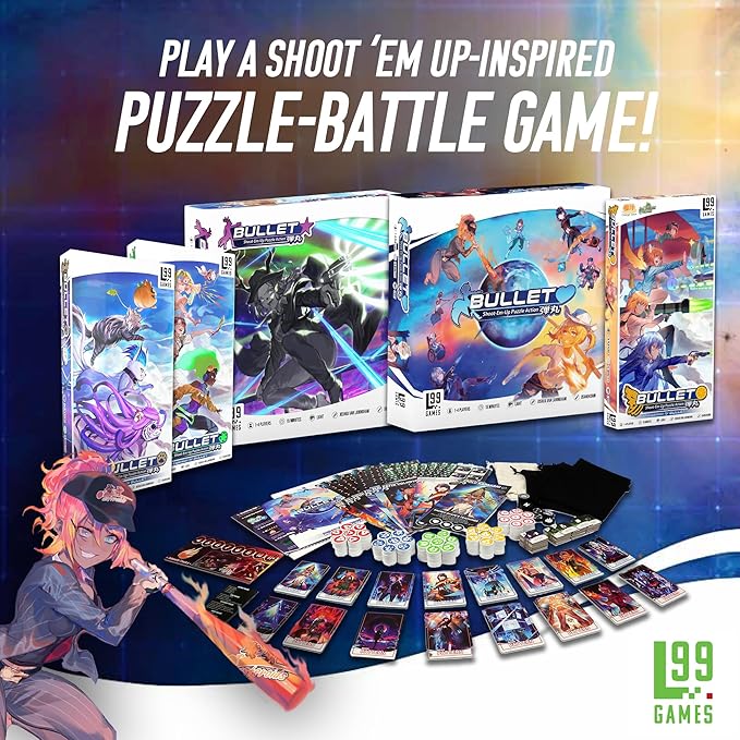 Level 99 Games Bullet Star Board Game | Fast-Paced Shoot Em Up Puzzle Action Game| Ages 12+ | 1-4 Players | Average Playtime 15 Minutes | Made Multicolor (L99-BLT03)