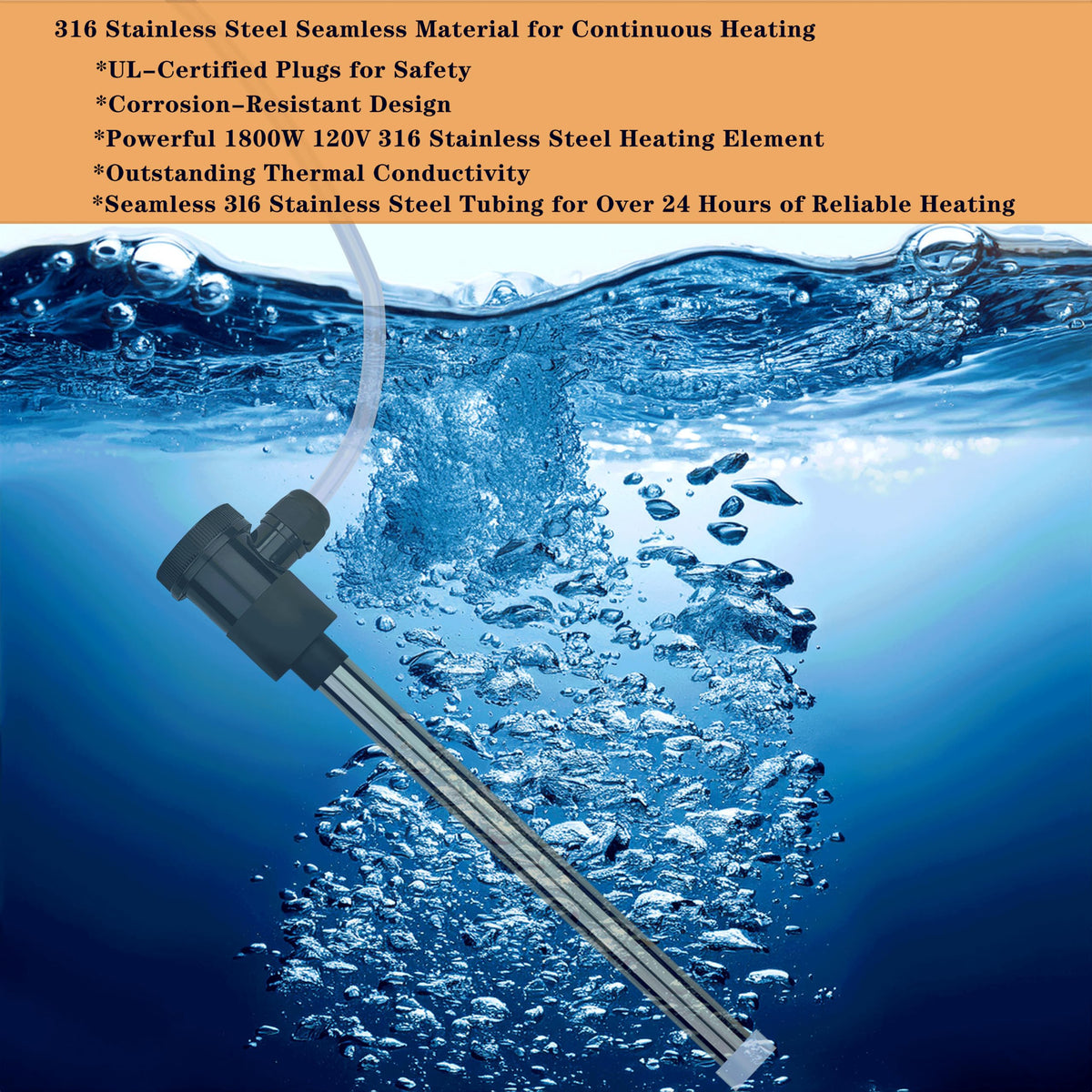 LASTINGCAPE 1800W Fully Submersible Pool & Hot Tub Portable Electric Immersion Water Heater with Auto Shut Off, WiFi Timer for Swimming Pool, Above Ground Pool, Spa, Bathtub and Baptismal Pool
