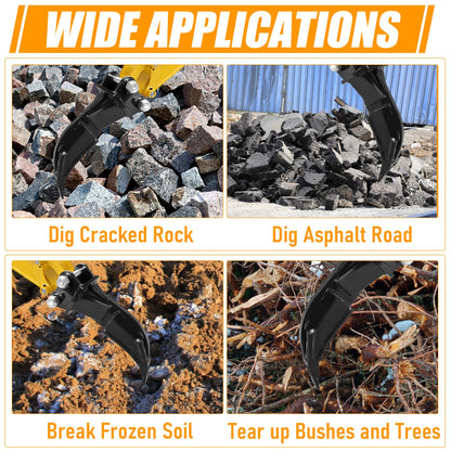 NULTRUMA Mini Excavator Ripper Attachment, Single Hook Backhoe Scarifier for 1-1.5 Ton Excavators | 90mm (3.54") Span | 25mm (0.98") Hole | 88mm (3.46") Center Wheelbase | Includes Pins