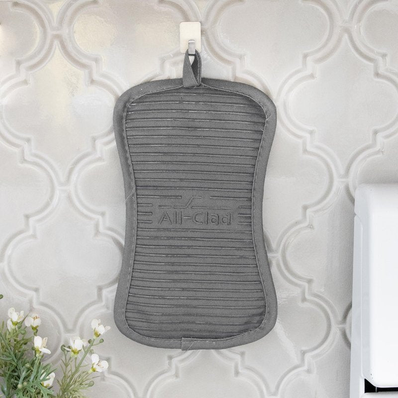 All-Clad Premium Pot Holder & Hot Pad: Heat Resistant to 500 Degrees - 100% Cotton, 10"x6.25" Hot Pad for Kitchen and Barbeque, 4-Pack, Pewter