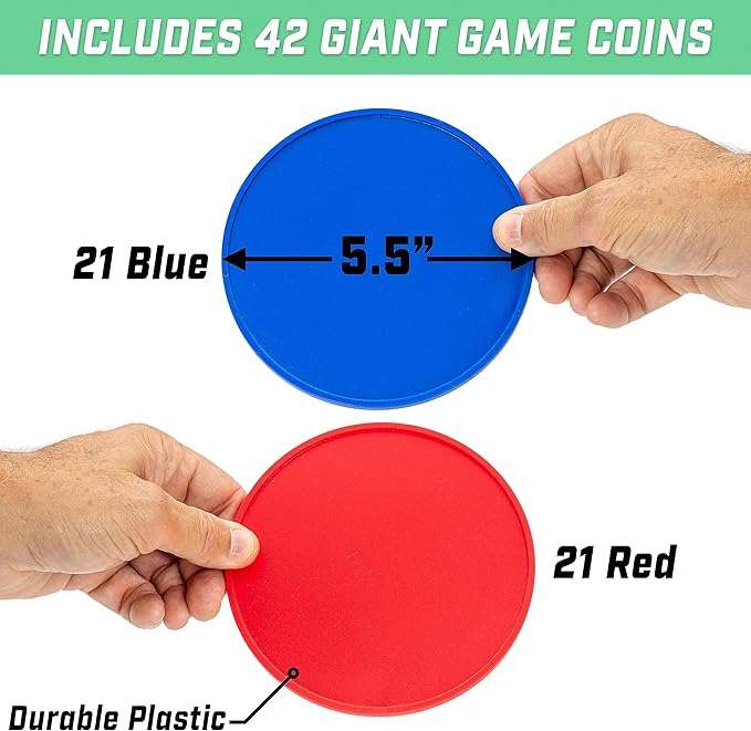 GoSports 4 Foot Width Giant Portable 4 in a Row Game Dark Wood Stain with Rules and Carry Bag