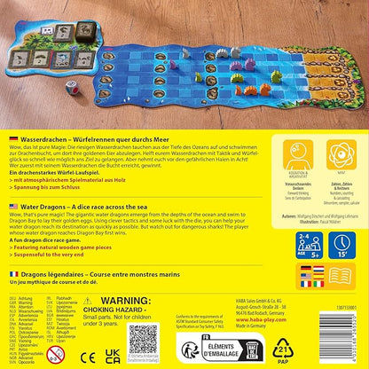 HABA Water Dragons: Kids Board Game and Fast-Paced Dice Game with Wooden Components for Ages 5 and up Made in Germany