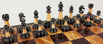 Staunton Chrome &amp Black Chrome Chess Men Set W 18 Gloss Cherry Color Board