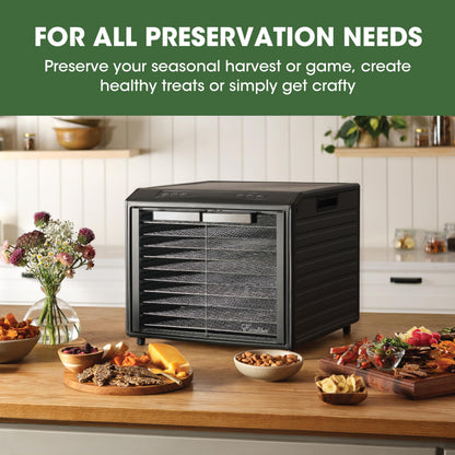 Excalibur Food Dehydrator 10-Tray Select Series for Jerky, Fruit, Vegetables, Herbs, Pet Treats, Stainless Steel with Glass Doors and 60 hour digital timer, 10-Tray, Black