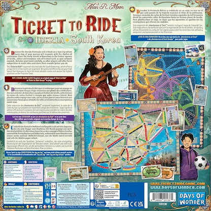 Asmodee Ticket to Ride Iberia + South Korea Board Game Expansion - Train Route Strategy Game Family Fun for Kids &amp Adults Ages 8+ 2-6 Players 30-60 Minute Playtime