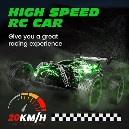 Tecnock RC Cars for Kids 1:18 Scale 2WD RC Car with LED Lights 2.4GHz Remote Control Car with USB-C Easy Charging &amp 50 Mins Playtime Toys Gifts for Boys &amp Girls Ages 8-12