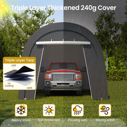 FansaFurn Heavy Duty Carport with 4 Cloth Bags, All-Weather Car Canopy with 2 Roll-up Doors, Portable Garage Storage Shelter Shed for Cars, Truck, or Garden Tools, 10' x 20'
