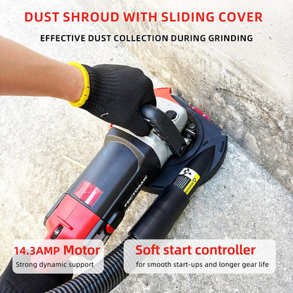 FECTOSAW 7-Inch Concrete Grinder,1580W (2.1 HP) Constant Power Motor, Variable Speed Electric Floor Polisher with Dust Shroud & Diamond Grinding Wheel for Concrete, Wall & Surface Grinding